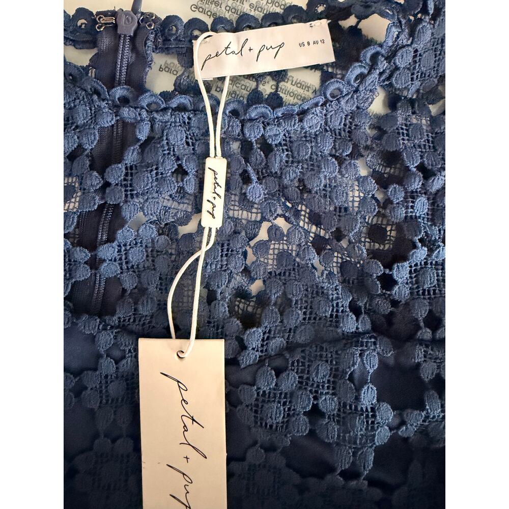 Petal & Pup Lauren Dress Size 8 Navy Crochet Lace Midi Mermaid NWT - Picture 9 of 9